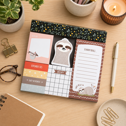 Set de Notas Adhesivas con Diseño de Perezoso para Organización de Escritorio