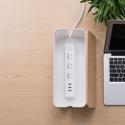 Organizador de Cables con Caja de Enchufe para Escritorio y Oficina