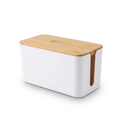Organizador de Cables con Caja de Enchufe para Escritorio y Oficina