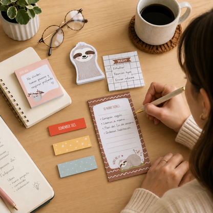 Set de Notas Adhesivas con Diseño de Perezoso para Organización de Escritorio